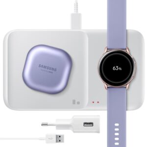 Samsung Wireless Charger Duo with Travel Adapter, White