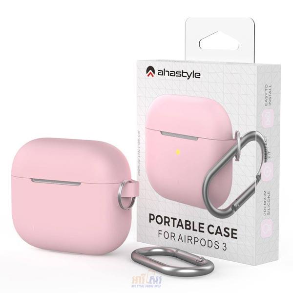 ahastyle full cover silicone keychain case for airpods 3 pink