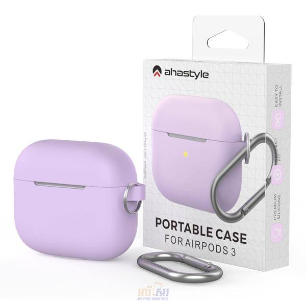 ahastyle full cover silicone keychain case for airpods 3 violet