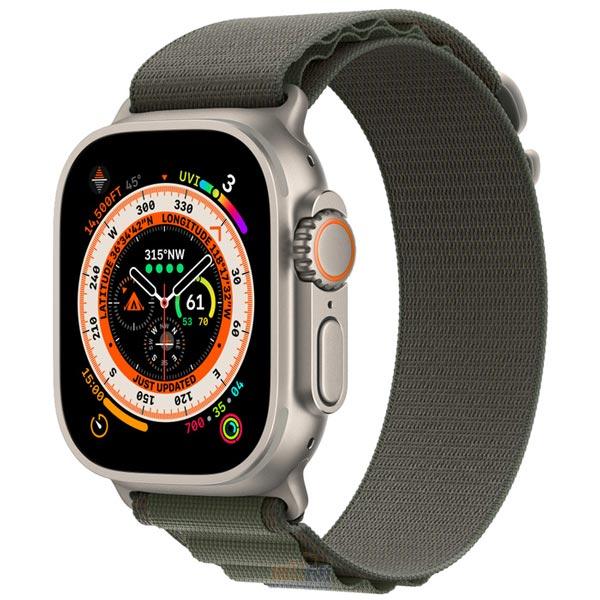 Apple watch ultts Titanium Case with Green Alpine Loop