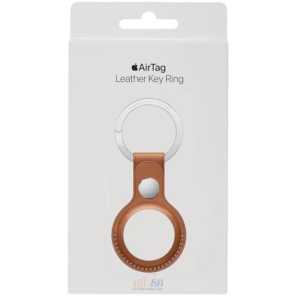 Apple AirTag Leather Key Ring Saddle Brown