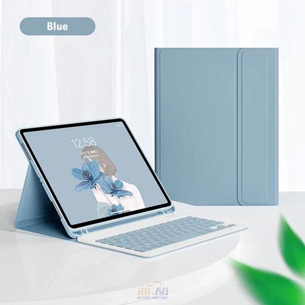 Smart Cover With Pen Slot Magnet Wireless Keyboard Blue