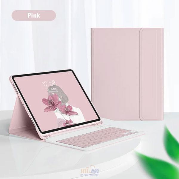 Smart Cover With Pen Slot Magnet Wireless Keyboard Pink