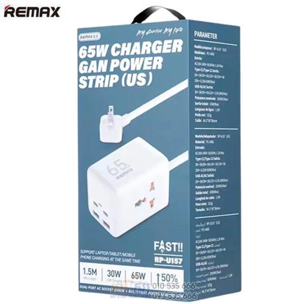 Remax RP U157 Kiddy Series 65W Gan Power Strip US Dual Port AC Socket