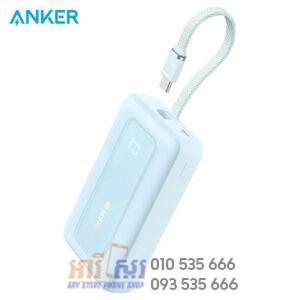 Anker Zolo Powerbank 20000mAh 30W Power Bank Portable Charger with Built in USB C Cable Blue