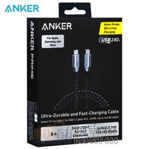 Anker Prime USB-C to USB-C Cable (240W, ft6 Upcycled-Braided)