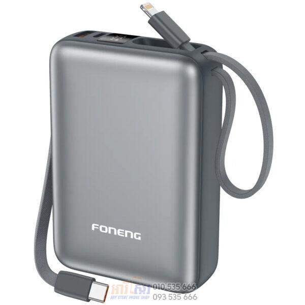 FONENG PX116 20000mAh Mini Power Bank with 2 Built-in Cables (22.5W) - Image 2