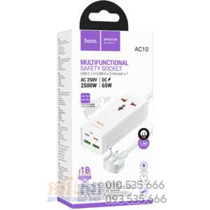 HOCO Power strip “AC10 Barry” PD65W GaN + QC3.0 + 1 socket US