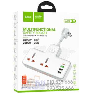 HOCO Power strip “AC12 Reise” PD30W + QC3.0 + 2 sockets US